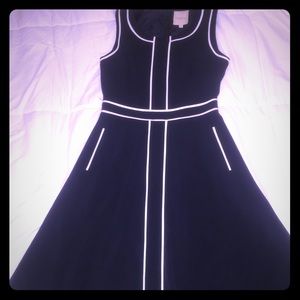 Modcloth black sleeveless dress with white strip